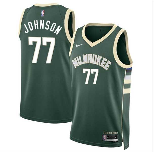 Men%27s Milwaukee Bucks #77 AJ Johnson Green 2024 Draft Icon Edition Stitched Basketball Jersey Dzhi->new orleans pelicans->NBA Jersey
